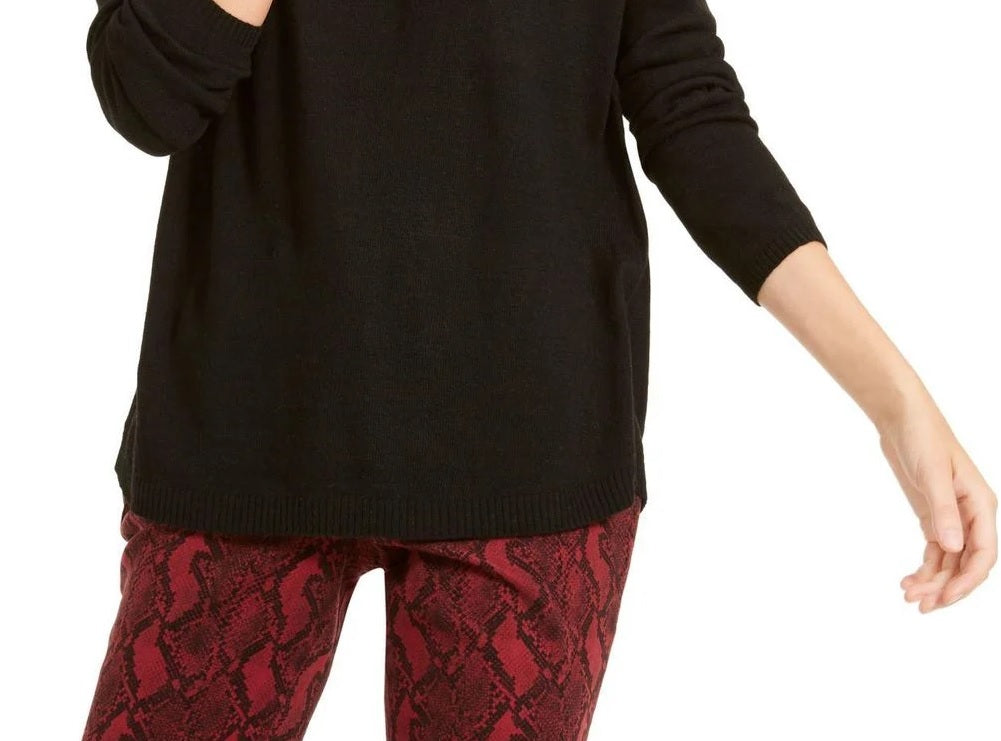 INC International Concepts Women's Peekaboo Grommet Sweater Black- Size XX-Large