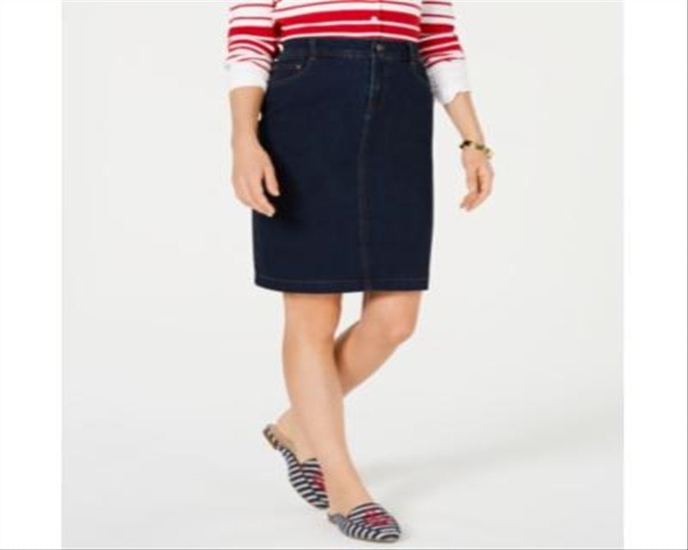 Charter Club Women's Denim Tummy Control Skirt Blue Size 14