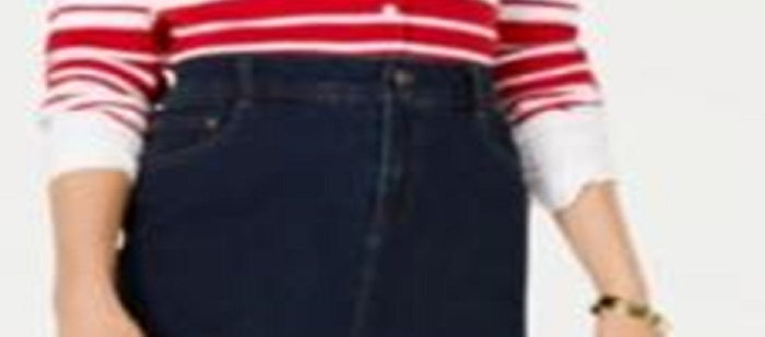 Charter Club Women's Denim Tummy Control Skirt Blue Size 14