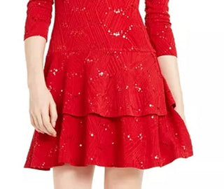 Michael Kors Women's Sequin Textured Dress Red Size X-Large