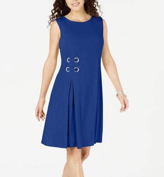 JM Collection Women's Grommet Waist Dress Blue Size PS/M