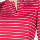Charter Club Women's Striped Split-Neck Top Pink Size Petite XL