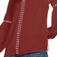 INC International Concepts Women's Grommet Trim Peasant Blouse Dark Red Size Small