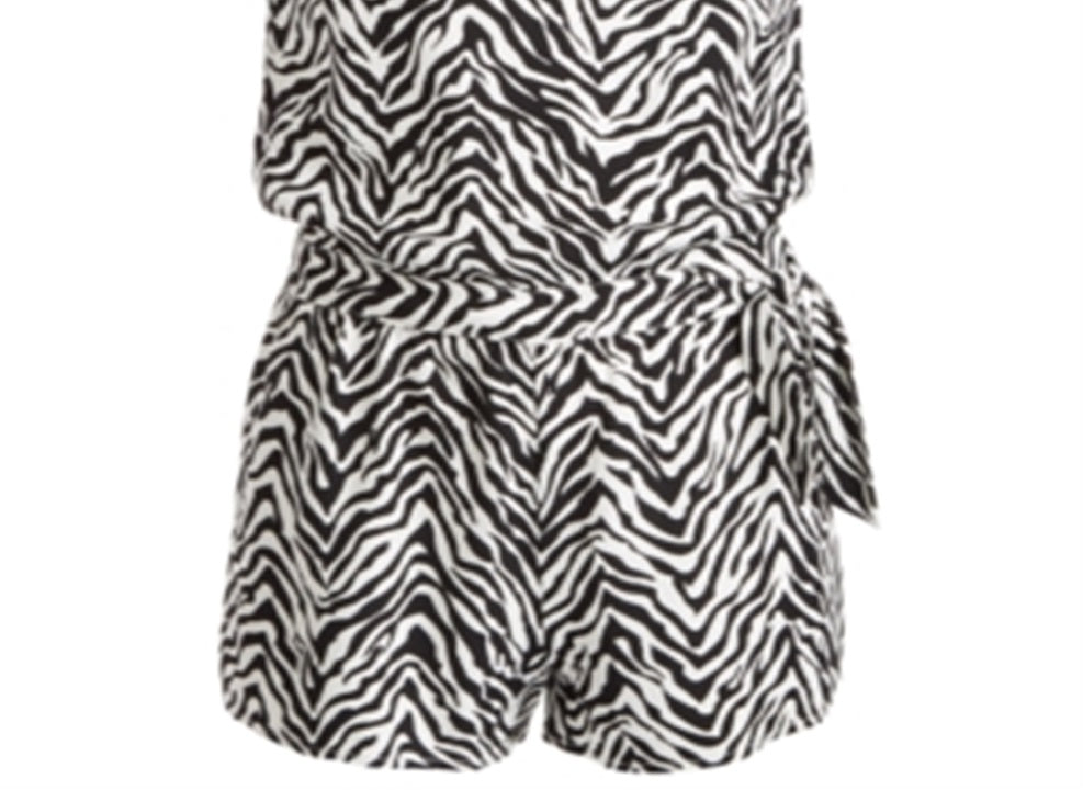 Epic Threads Big Girl's Zebra Print Wrap Romper White Size XL