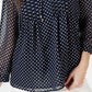 Tommy Hilfiger Women's Long Sleeve Bayview Dot Pintuck Top Blue/White Size Large
