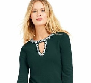 INC International Concepts Women's Chain Neck Sweater Green Size Medium
