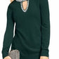INC International Concepts Women's Chain Neck Sweater Green Size Medium
