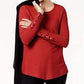 Alfani Women's Ribbed Snap Detail Sweater Red Size XX-Large