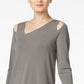 Alfani Women's Cold Shoulder Asymmetrical Top Grey Size Medium
