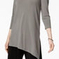 Alfani Women's Cold Shoulder Asymmetrical Top Grey Size Medium