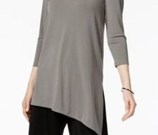 Alfani Women's Cold Shoulder Asymmetrical Top Grey Size Medium