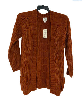Hippie Rose Junior's Cable Knit Cardigan Brown  Size Small