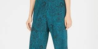 NY Collection Women's Printed Pull On Pants Green Size Petite Large