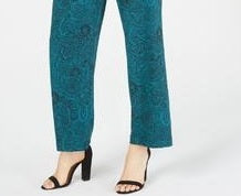 NY Collection Women's Printed Pull On Pants Green Size Petite Large