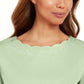 Karen Scott Women's Cotton Scalloped Neck T-Shirt Green  Size Medium
