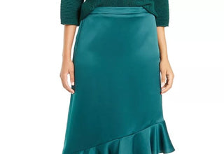 Alfani Women's Asymmetrical Ruffle Hem Skirt Green Size 4