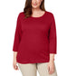 Karen Scott Women's Cotton Scoop Neck Top Red Size PXL