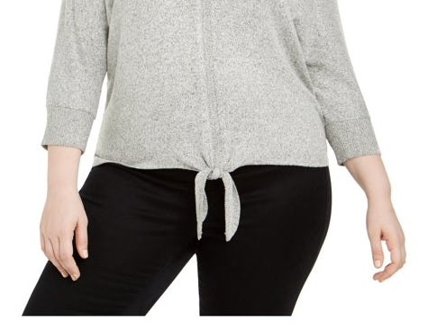 Style & Co Women's Tie Front Sweater Grey Size Medium