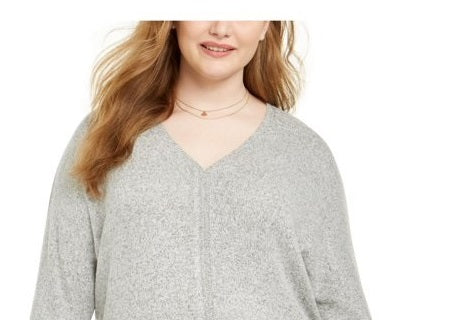 Style & Co Women's Tie Front Sweater Grey Size Medium