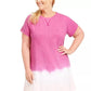 Ideology Plus Size Blurred Tie-Dyed T-Shirt Dress Pink Size 1X