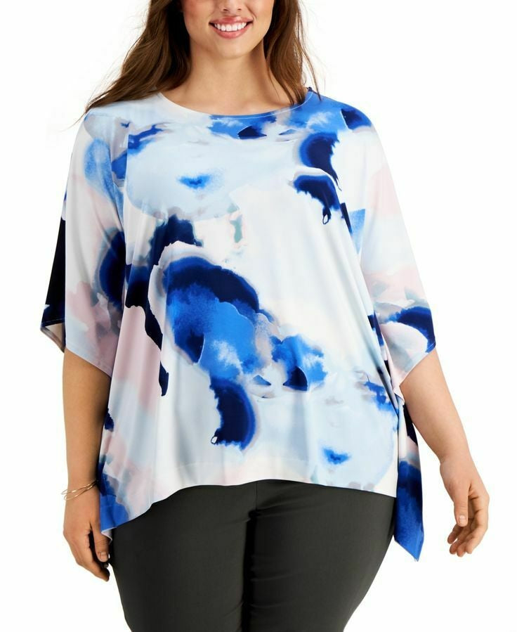Alfani Women's Boat Neck Dolman Sleeve Top Blue Size X-Large