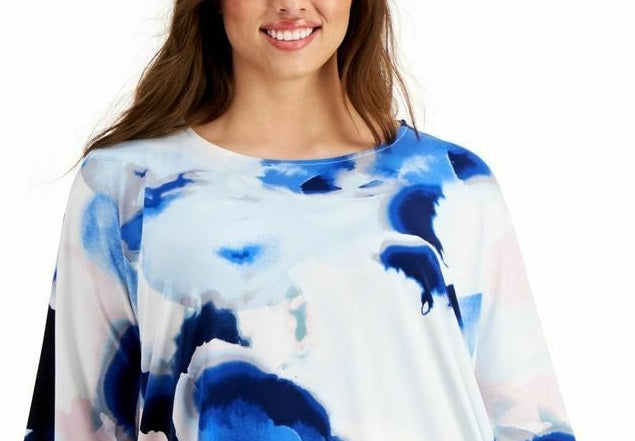 Alfani Women's Boat Neck Dolman Sleeve Top Blue Size X-Large