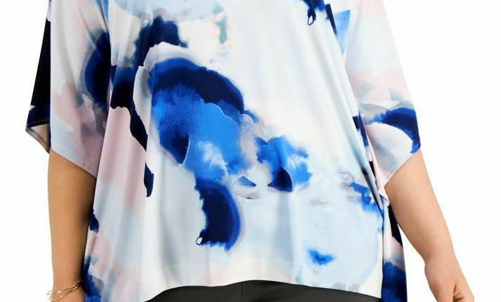 Alfani Women's Boat Neck Dolman Sleeve Top Blue Size X-Large