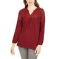 Style & Co Women's Crochet Yoke Top Red Size XX-Large