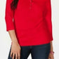 Karen Scott Women's Cotton Henley Top Red Size PXL