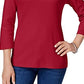 Karen Scott Women's Cotton Scoop Neck 3/4 Sleeve Top Red Size Petite Small
