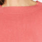 Karen Scott Women's Ribbed Printed Long Sleeve Crew Neck Blouse Top Pink Size Size Petite L