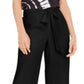 INC International Conceptsc Women's Solid Tie Front Culottes Black Size Petite Medium