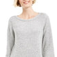 Karen Scott Women's Marled Boat Neck Sweater Gray/white  Size X-Small