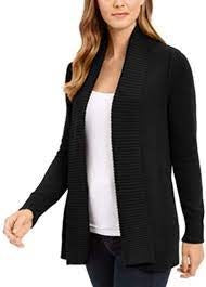 Charter Club Women's Shawl Collar Open Front Cardigan Black Size X-Large
