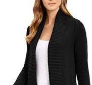 Charter Club Women's Shawl Collar Open Front Cardigan Black Size X-Large