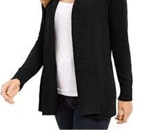 Charter Club Women's Shawl Collar Open Front Cardigan Black Size X-Large