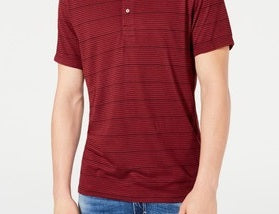 INC International Concepts Men's Striped Henley Wine/Black Size X-Large