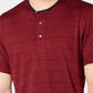 INC International Concepts Men's Striped Henley Wine/Black Size X-Large
