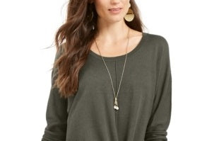 Style & Co Women's Tie Hem Sweater Green Size Small