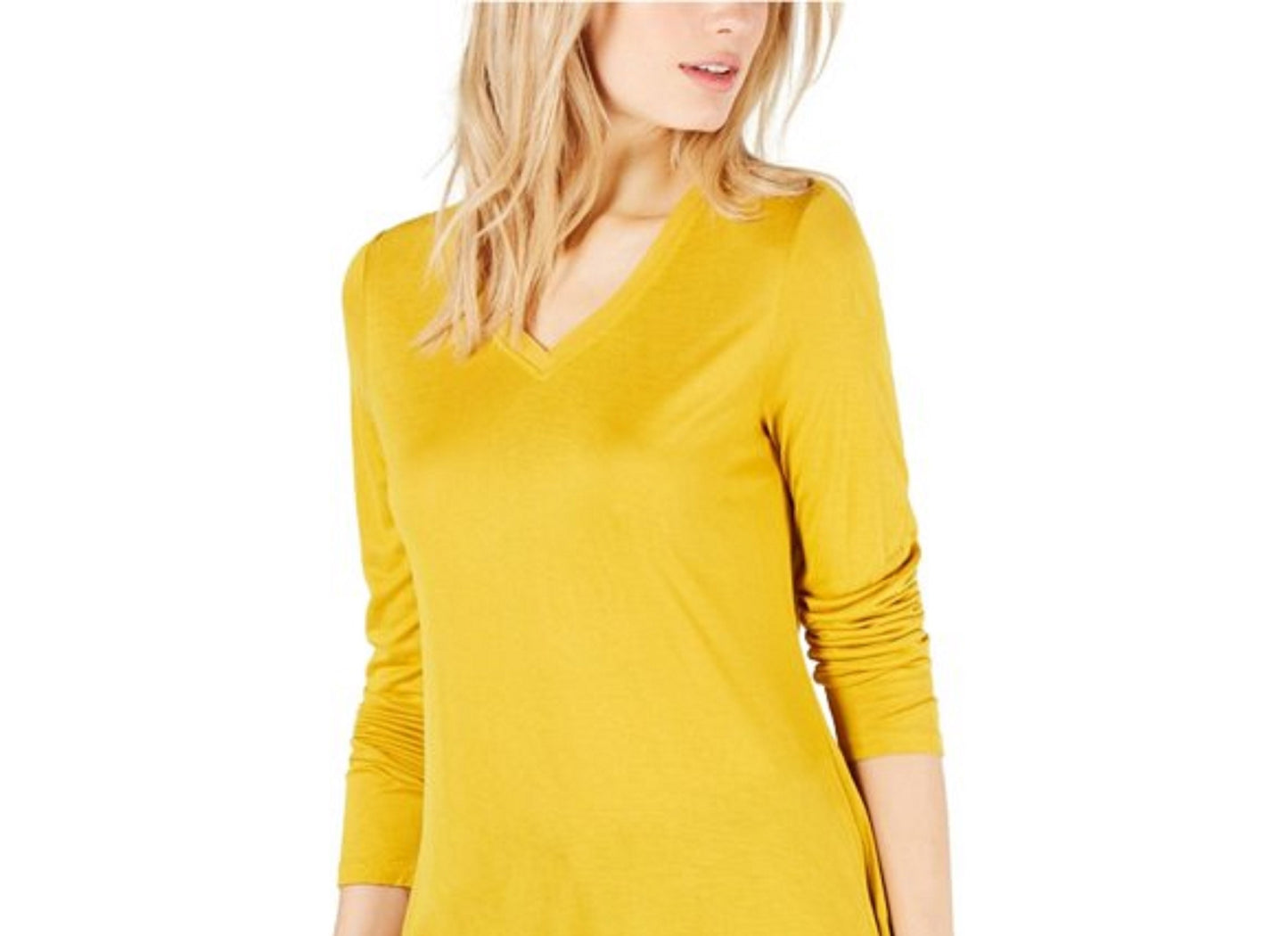 INC International Concepts Women's Sheer Trim Basic T-Shirt Yellow Size X-Large