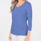 Karen Scott Women's Cotton Button Trim Top Blue  Size Medium
