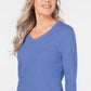 Karen Scott Women's Cotton Button Trim Top Blue  Size Medium