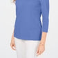 Karen Scott Women's Cotton Button Trim Top Blue  Size Medium