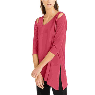 Alfani Women's Cold-Shoulder Asymmetrical Top Red Size XX-Large