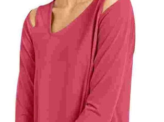 Alfani Women's Cold-Shoulder Asymmetrical Top Red Size XX-Large