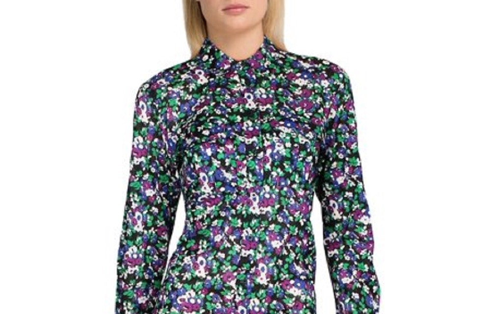 Ralph Lauren Women's Floral Long Sleeve Button-Down Top Black Size Small