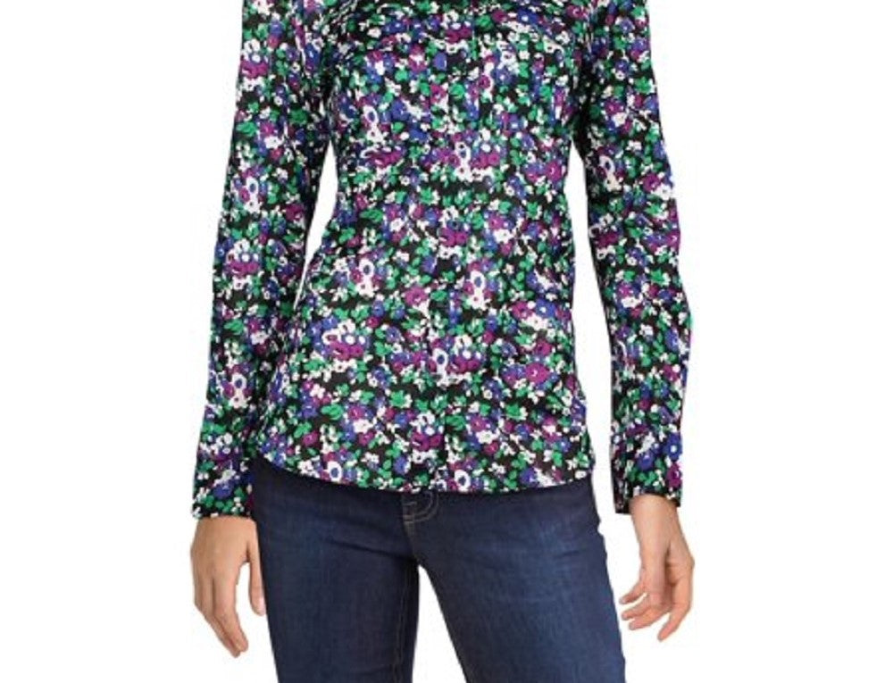 Ralph Lauren Women's Floral Long Sleeve Button-Down Top Black Size Small