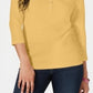 Karen Scott Women's Cotton Henley Top Yellow Size XL