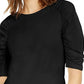INC International Concepts Women's Puff Sleeve Top Black Size L