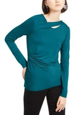 INC International Concepts Women's Twist Neck Top Blue Size X-Small